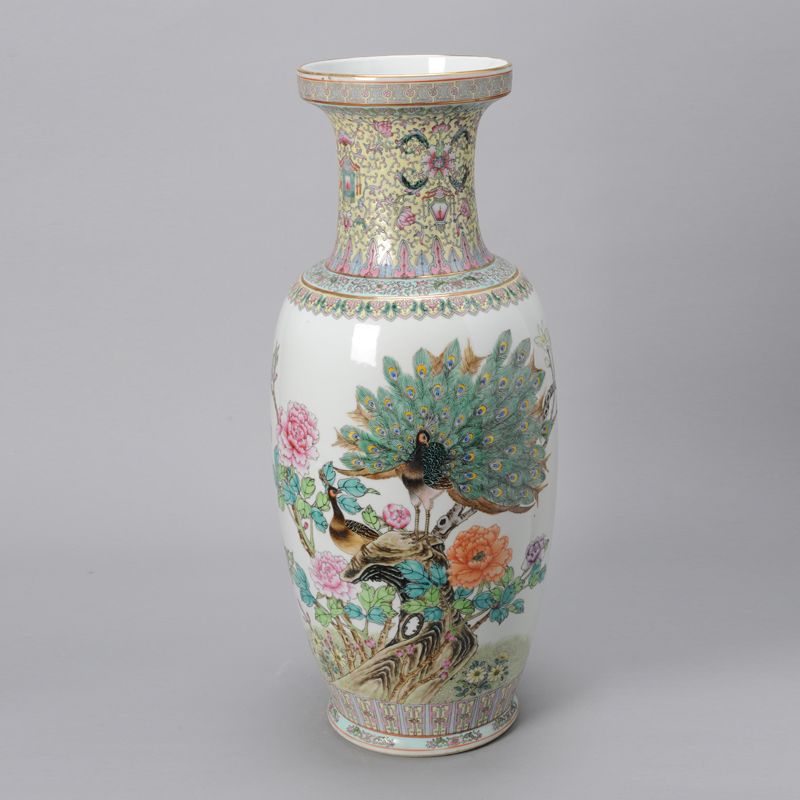 注目ショップ・ブランドのギフト 中国花瓶 特大高さ82cm古美術 松鶴 